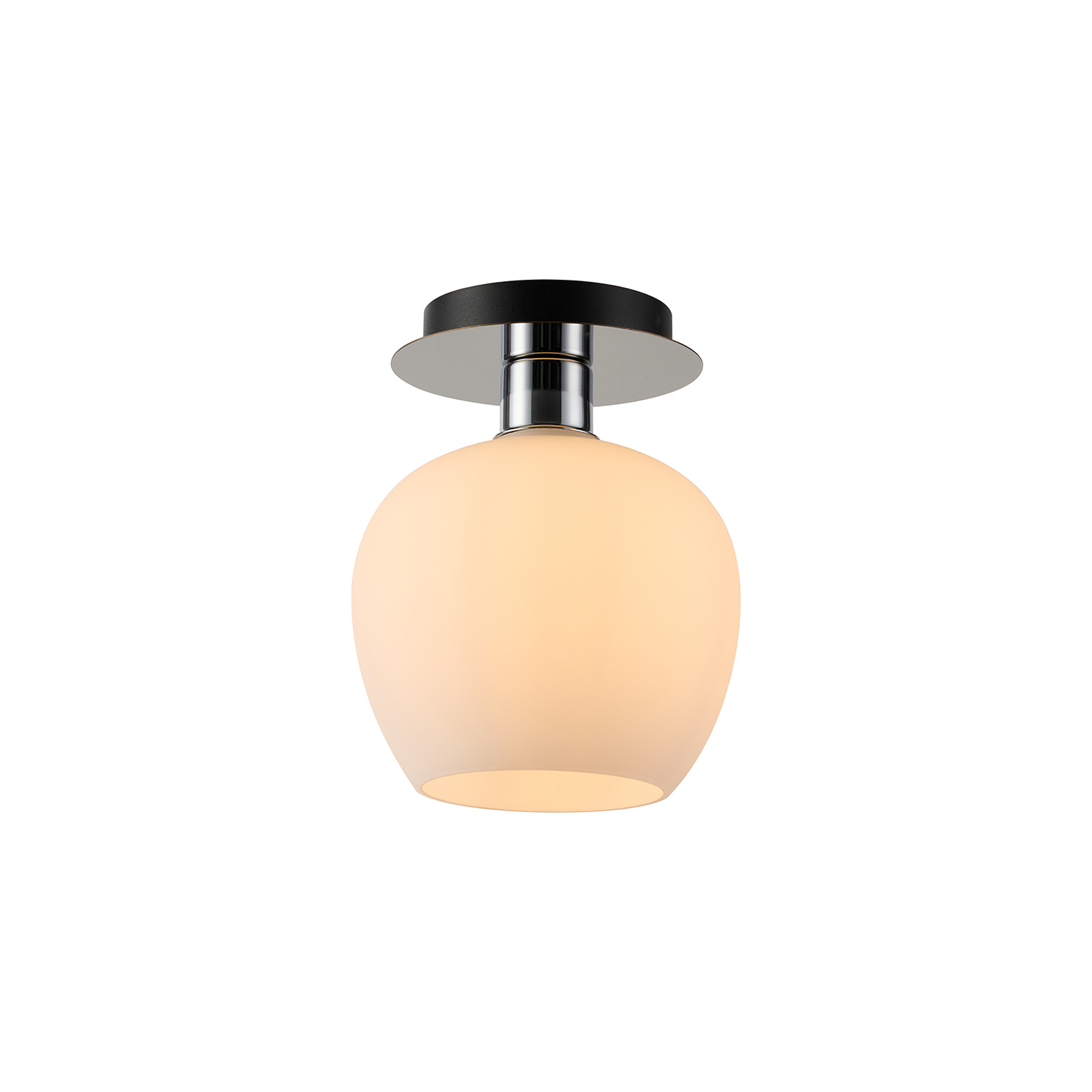 DK1337  Lori 15cm Round Ceiling Flush, 1 Light Flush Fitting E27, Polished Chrome/Opal Wine Shades